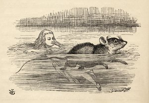 Alice svømmer med en mus i tårebassenget, fra 